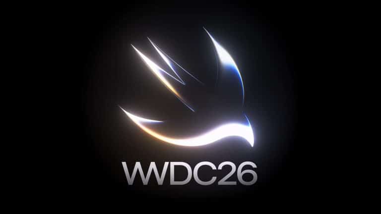 A glowing, stylized bird icon resembling the Swift logo appears above the text "WWDC26 Siri" on a black background.