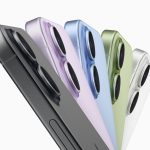 Five smartphones in different colors (black, purple, blue, green, and white) are shown side by side, highlighting their dual rear cameras and sleek, modern design—a look fueling iPhone 17 demand among style-conscious users.