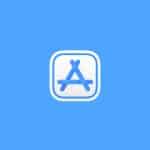 A blue square icon with a stylized white "A" formed by three lines, representing the Apple App Store logo often used by Apple developers, centered on a light blue background.