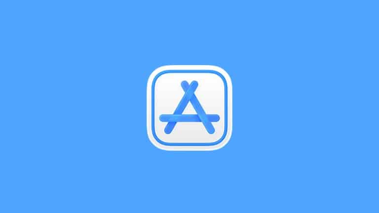 A blue square icon with a stylized white "A" formed by three lines, representing the Apple App Store logo often used by Apple developers, centered on a light blue background.
