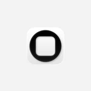 A white rounded square icon with a thick black ring around a smaller white square center, set against a light gray background—perfect for modern app design inspired by Apple’s sleek style.
