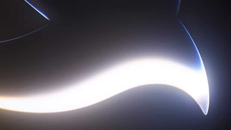Abstract image featuring a glowing, curved white shape on a dark background, with smooth gradients and blurred edges—evoking the futuristic and ethereal feel of WWDC26 developer betas.