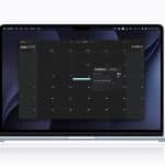 MacBook Pro displaying iCloud Calendar with July 2026 view. A pop-up menu appears, offering options to create a new event or reminder using Apple’s intuitive interface.