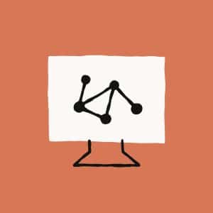 A simple illustration of a computer monitor displaying a line graph with five connected dots, set against a solid orange background—perfect for showcasing data trends in a Claude AI or Anthropic Mac app interface.