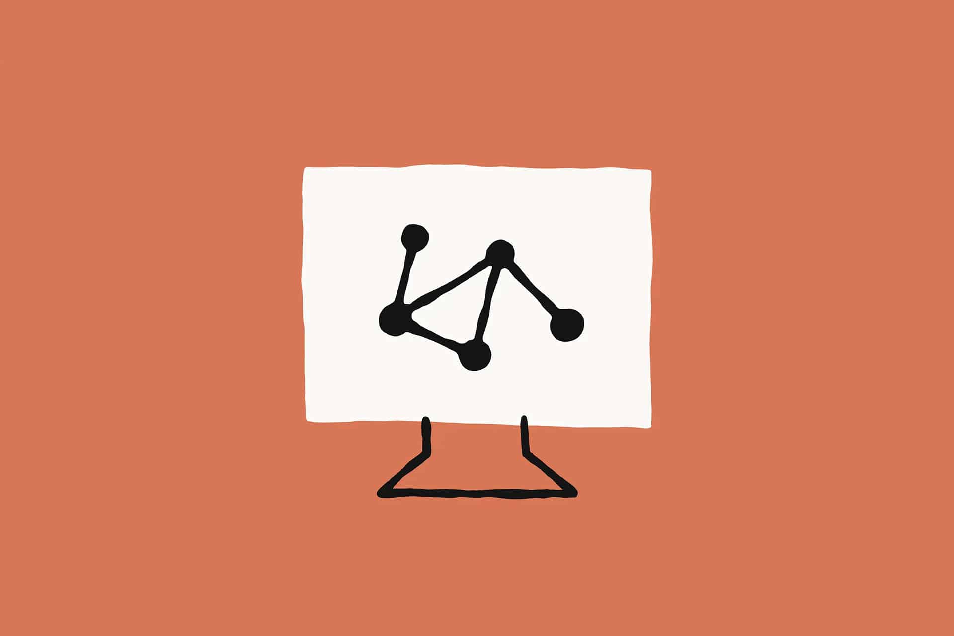 A simple illustration of a computer monitor displaying a line graph with five connected dots, set against a solid orange background—perfect for showcasing data trends in a Claude AI or Anthropic Mac app interface.