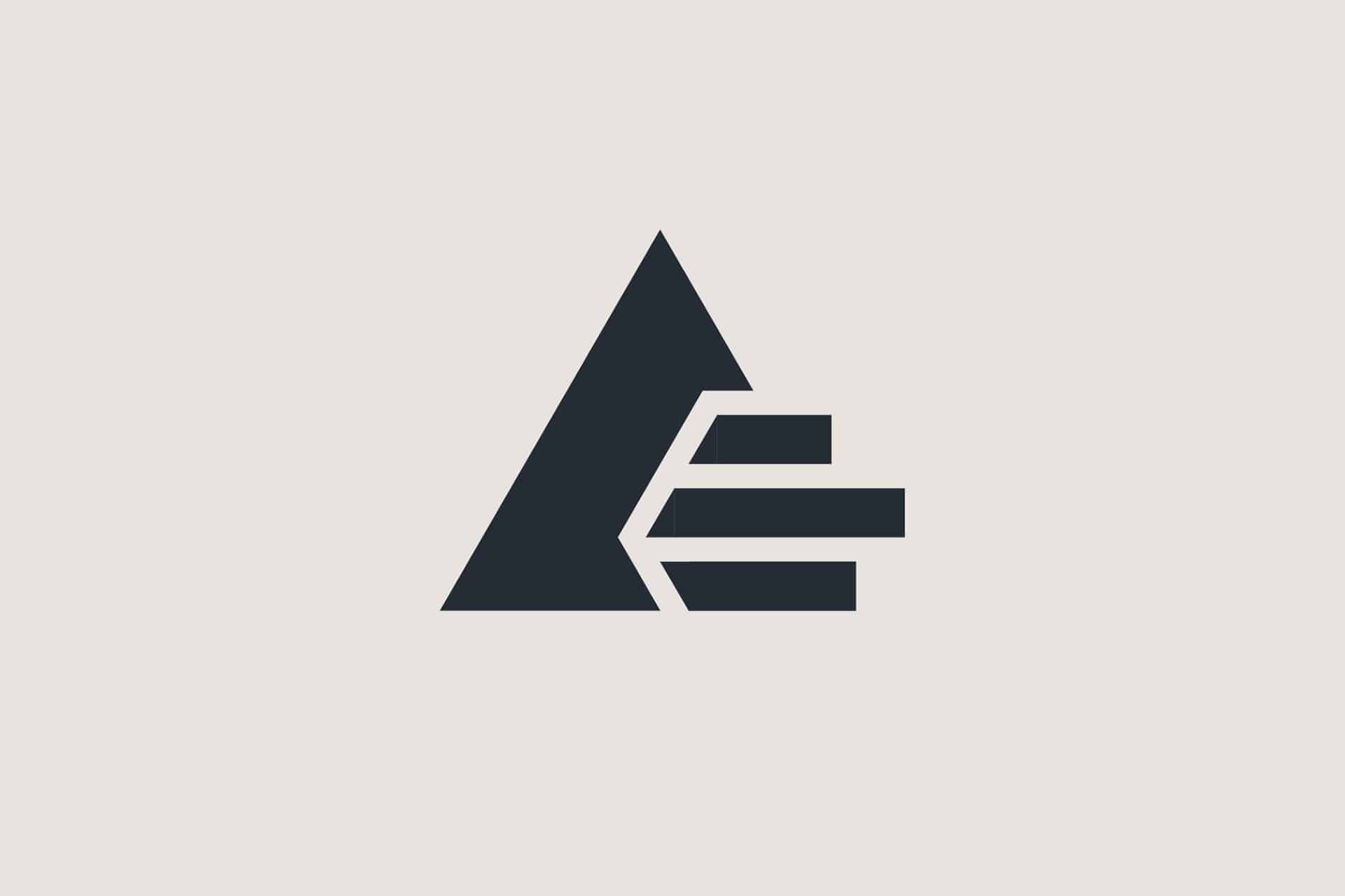 A minimalist logo featuring a black triangle with three horizontal black bars on the right side, all on a light beige background—an aesthetic that echoes the clean, modern sensibilities of Apple Intelligence.