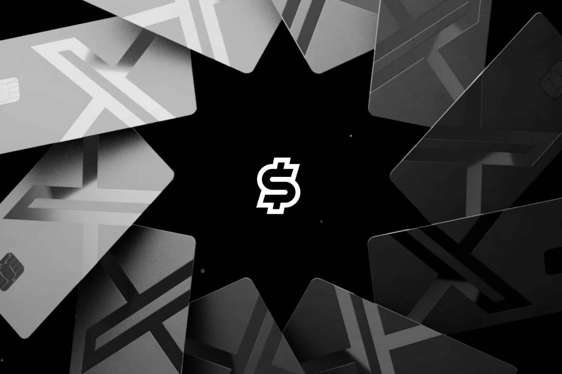 Several overlapping credit cards with abstract "X" designs—evoking the innovative spirit of the X Card—frame a bold, stylized dollar sign in the center on a black background.