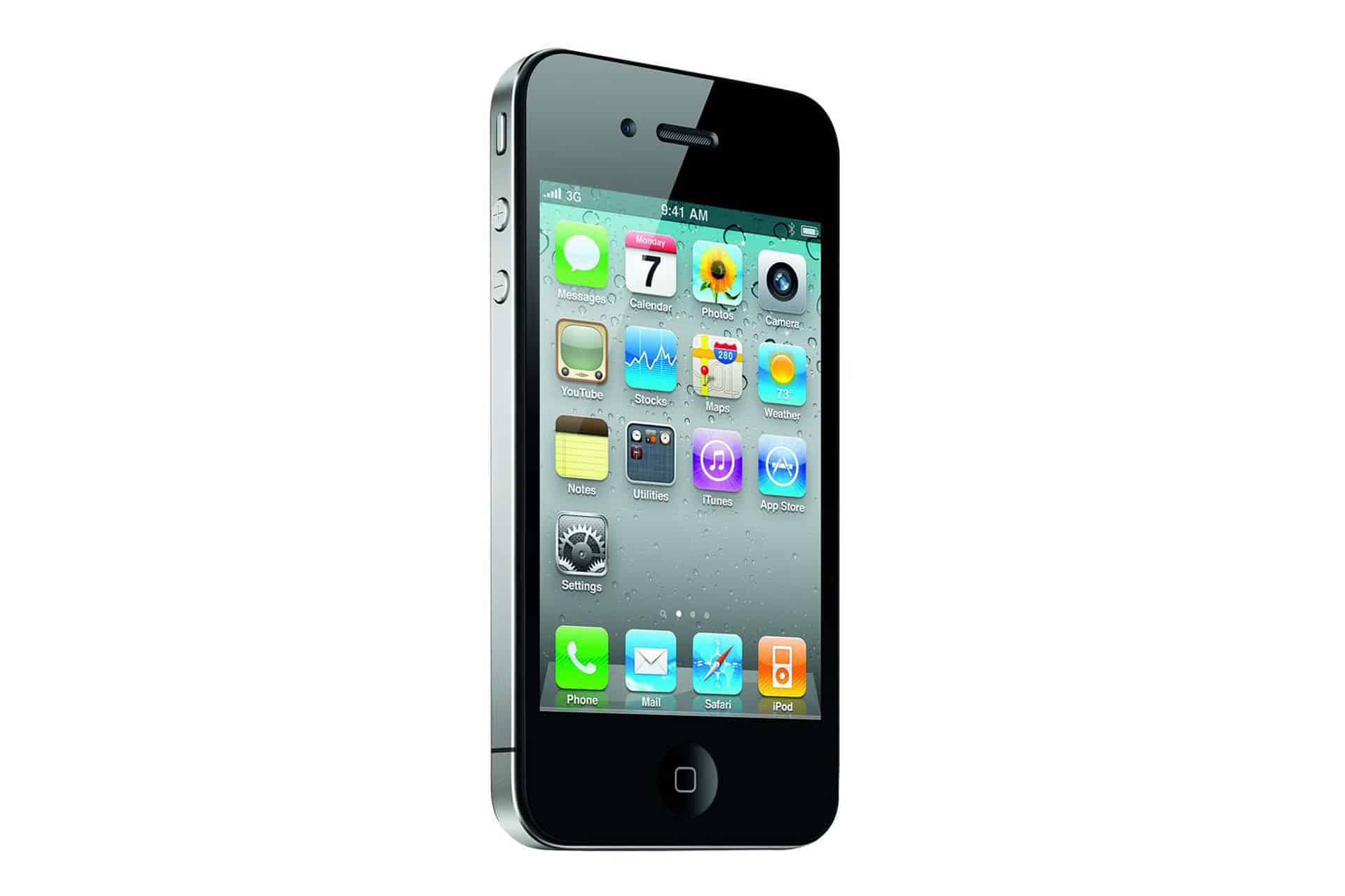 A black smartphone featuring advanced Apple silicon and state-of-the-art iPhone hardware boasts a front-facing camera and displays a home screen with app icons, including Messages, Calendar, Photos, Camera, and Settings, set against a white background.
